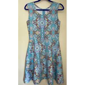 Alya Skater Short Dress Women Sleeveless Teal Blue Flare M